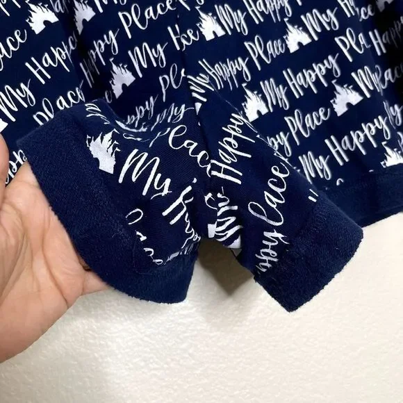 Disney Shorts Plus 3X Disneyland Blue Novelty My Happy Place Terry Cloth Pockets - Picture 8 of 11